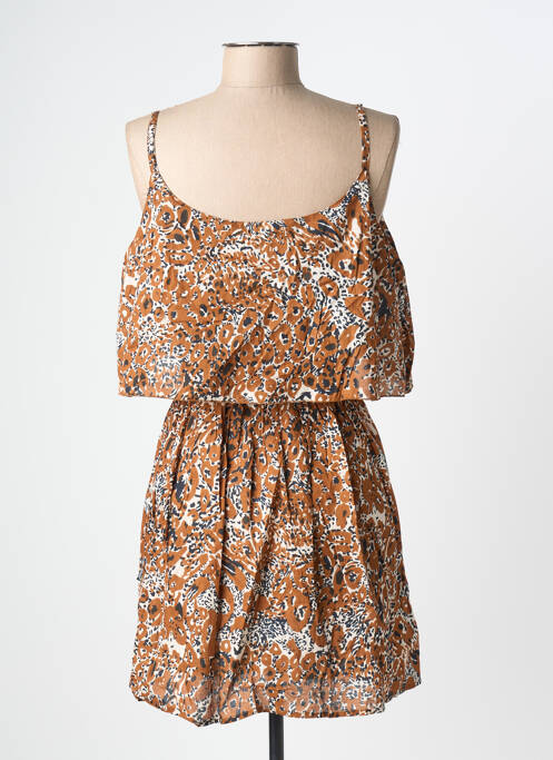 Robe courte coupe cintrée fines bretelles marron KBAS femme