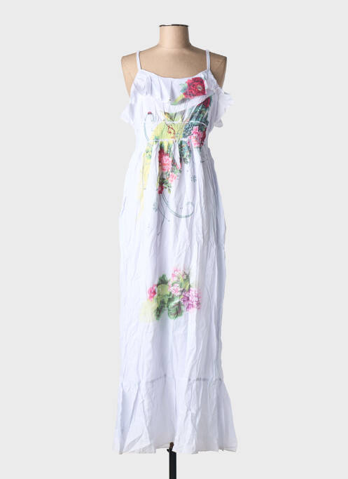 Robe longue manches bretelles ajustables fines bretelles blanc DY DESIGN femme