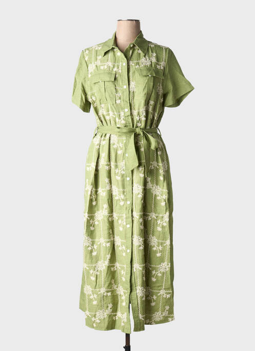Robe longue manches courtes manches courtes vert ROSA FASHION femme