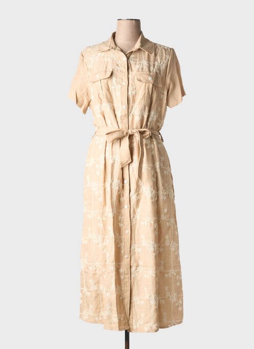 Robe longue manches courtes manches courtes beige ROSA FASHION femme