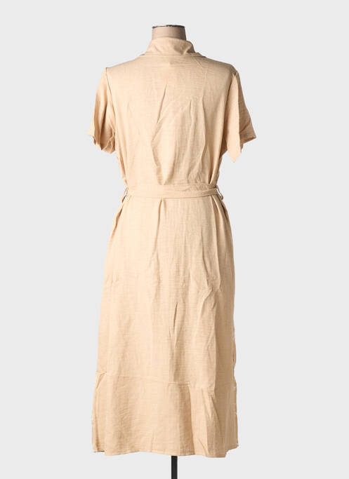 Robe longue manches courtes manches courtes beige ROSA FASHION femme