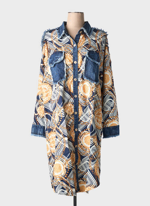 Robe mi-longue manches longues manches longues bleu BUBBLEE femme