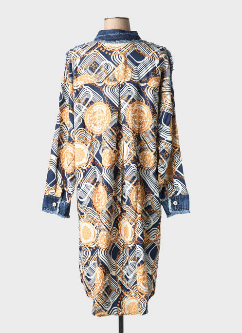 Robe mi-longue manches longues manches longues bleu BUBBLEE femme
