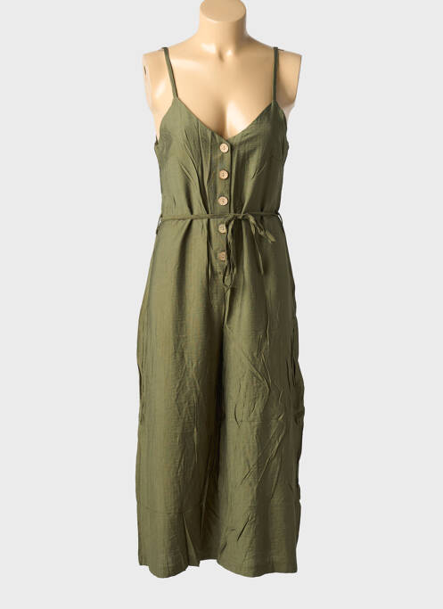 Combi-pantalon tissage crêpe fines bretelles vert ROSA FASHION femme