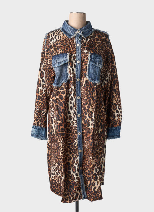 Robe mi-longue marron BUBBLEE femme