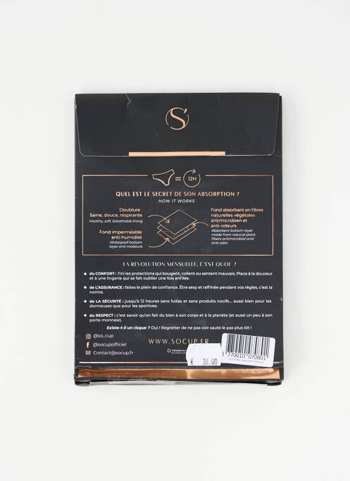 Culotte menstruelle noir SOCUP femme