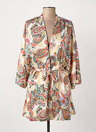 Veste kimono fermeture ceinture à nouer à la taille beige ROSA FASHION femme