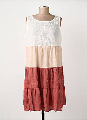 Robe mi-longue tissage crêpe sans manche rouge ROSA FASHION femme