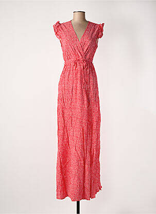Robe longue imprimé fantaisie manches courtes rouge ROSA FASHION femme