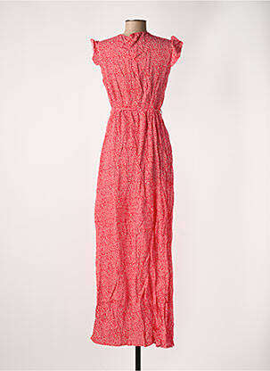 Robe longue imprimé fantaisie manches courtes rouge ROSA FASHION femme