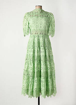 Robe longue manches courtes manches courtes vert F & P femme