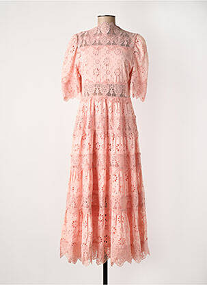 Robe longue manches courtes manches courtes rose F & P femme