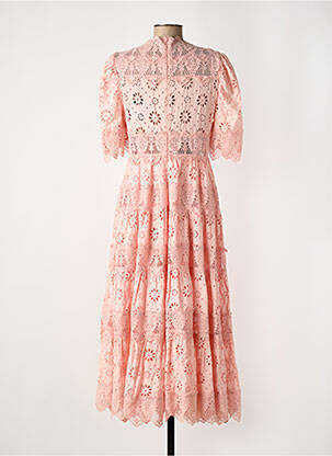 Robe longue manches courtes manches courtes rose F & P femme