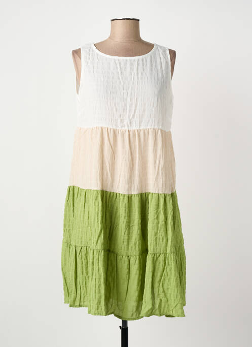 Robe mi-longue tissage crêpe sans manche vert ROSA FASHION femme