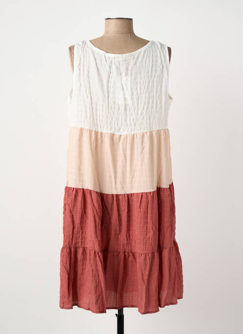 Robe mi-longue tissage crêpe sans manche rouge ROSA FASHION femme