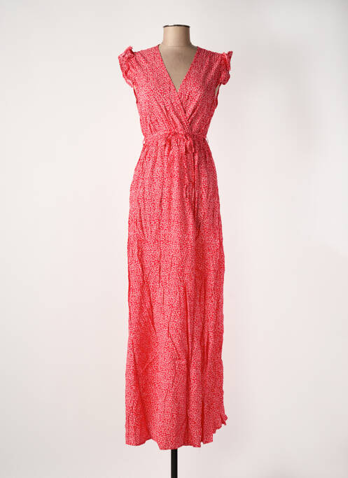 Robe longue imprimé fantaisie manches courtes rouge ROSA FASHION femme