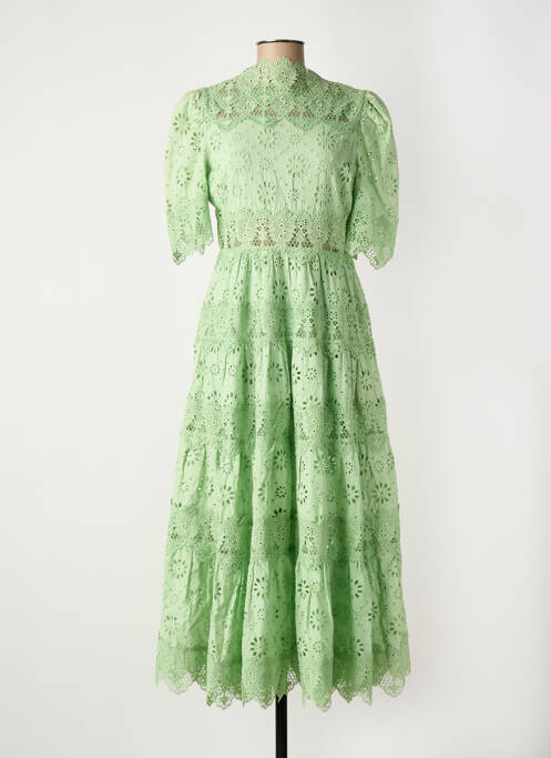 Robe longue manches courtes manches courtes vert F & P femme