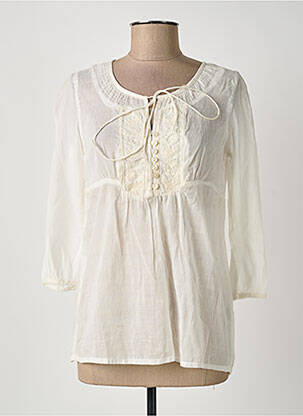 Blouse légère et transparente manches 3/4 blanc MELLE EMMA femme