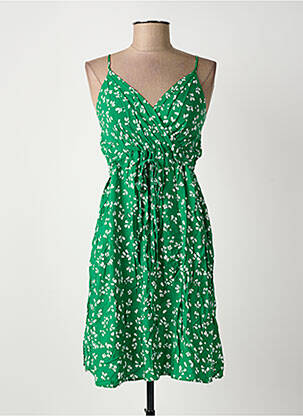 Robe courte coupe cintrée fines bretelles vert ROSA FASHION femme