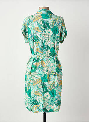 Robe mi-longue imprimé fleurs manches courtes vert ROSA FASHION femme