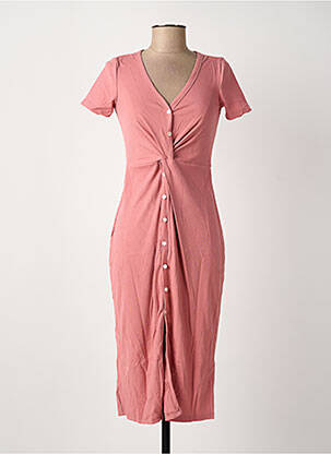 Robe mi-longue manches courtes manches courtes rose ROSA FASHION femme