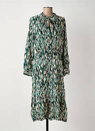 Robe mi-longue imprimé fantaisie manches longues vert ROSA FASHION femme