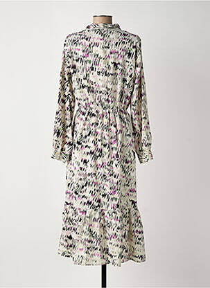 Robe mi-longue imprimé fantaisie manches longues gris ROSA FASHION femme