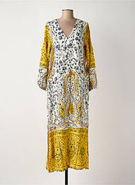 Robe longue imprimé fleurs manches 3/4 jaune ROSA FASHION femme