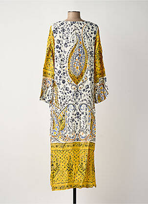 Robe longue imprimé fleurs manches 3/4 jaune ROSA FASHION femme