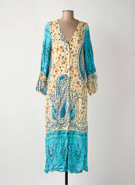 Robe longue imprimé fleurs manches 3/4 bleu ROSA FASHION femme