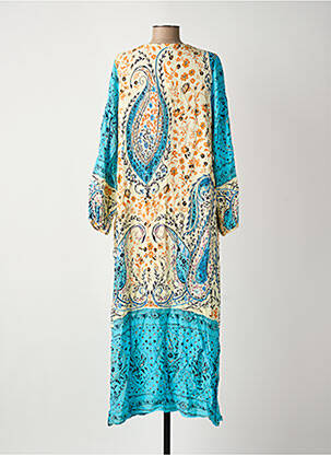 Robe longue imprimé fleurs manches 3/4 bleu ROSA FASHION femme