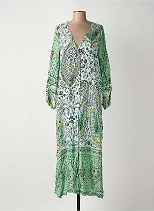 Robe longue manches longues manches longues vert ROSA FASHION femme