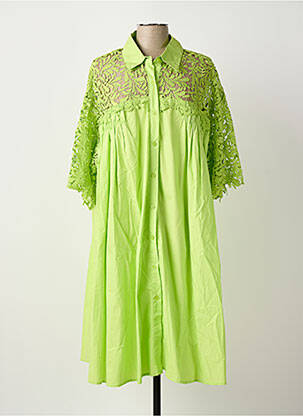 Robe mi-longue manches courtes manches courtes vert BUBBLEE femme