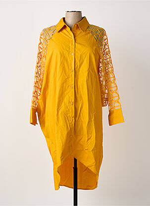 Tunique manches longues col chemisier jaune BUBBLEE femme