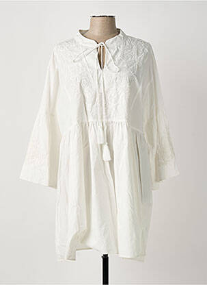 Robe courte manches 3/4 manches 3/4 blanc BUBBLEE femme