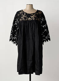 Robe mi-longue manches 3/4 manches 3/4 noir BUBBLEE femme