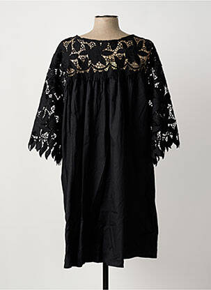 Robe mi-longue manches 3/4 manches 3/4 noir BUBBLEE femme