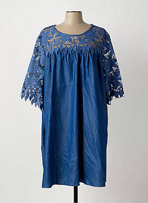 Robe mi-longue manches 3/4 manches 3/4 bleu BUBBLEE femme