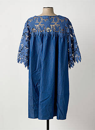 Robe mi-longue manches 3/4 manches 3/4 bleu BUBBLEE femme