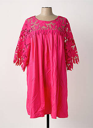 Robe mi-longue manches 3/4 manches 3/4 rose BUBBLEE femme