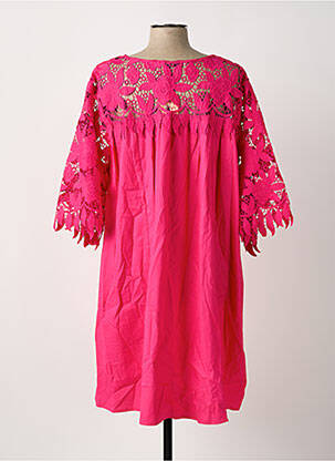 Robe mi-longue manches 3/4 manches 3/4 rose BUBBLEE femme
