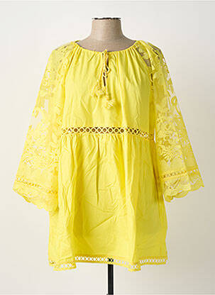 Tunique manches longues légère et transparente jaune BUBBLEE femme