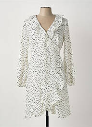 Robe courte manches longues manches longues blanc ROSA FASHION femme