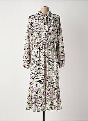 Robe mi-longue imprimé fantaisie manches longues gris ROSA FASHION femme