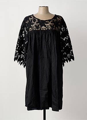 Robe mi-longue manches 3/4 manches 3/4 noir BUBBLEE femme