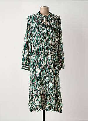 Robe mi-longue imprimé fantaisie manches longues vert ROSA FASHION femme