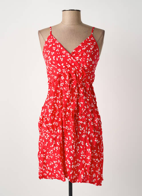Robe courte coupe cintrée fines bretelles rouge ROSA FASHION femme