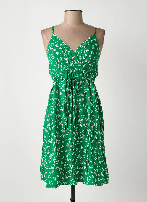 Robe courte coupe cintrée fines bretelles vert ROSA FASHION femme