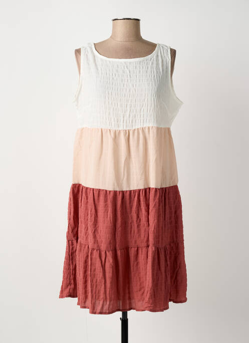 Robe courte coupe évasée sans manche beige ROSA FASHION femme