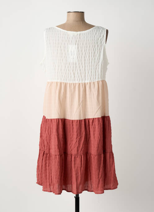 Robe courte coupe évasée sans manche beige ROSA FASHION femme